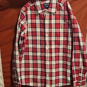 The Children's Place Long Sleeve Plaid Button-Up - Youth Large 10-12